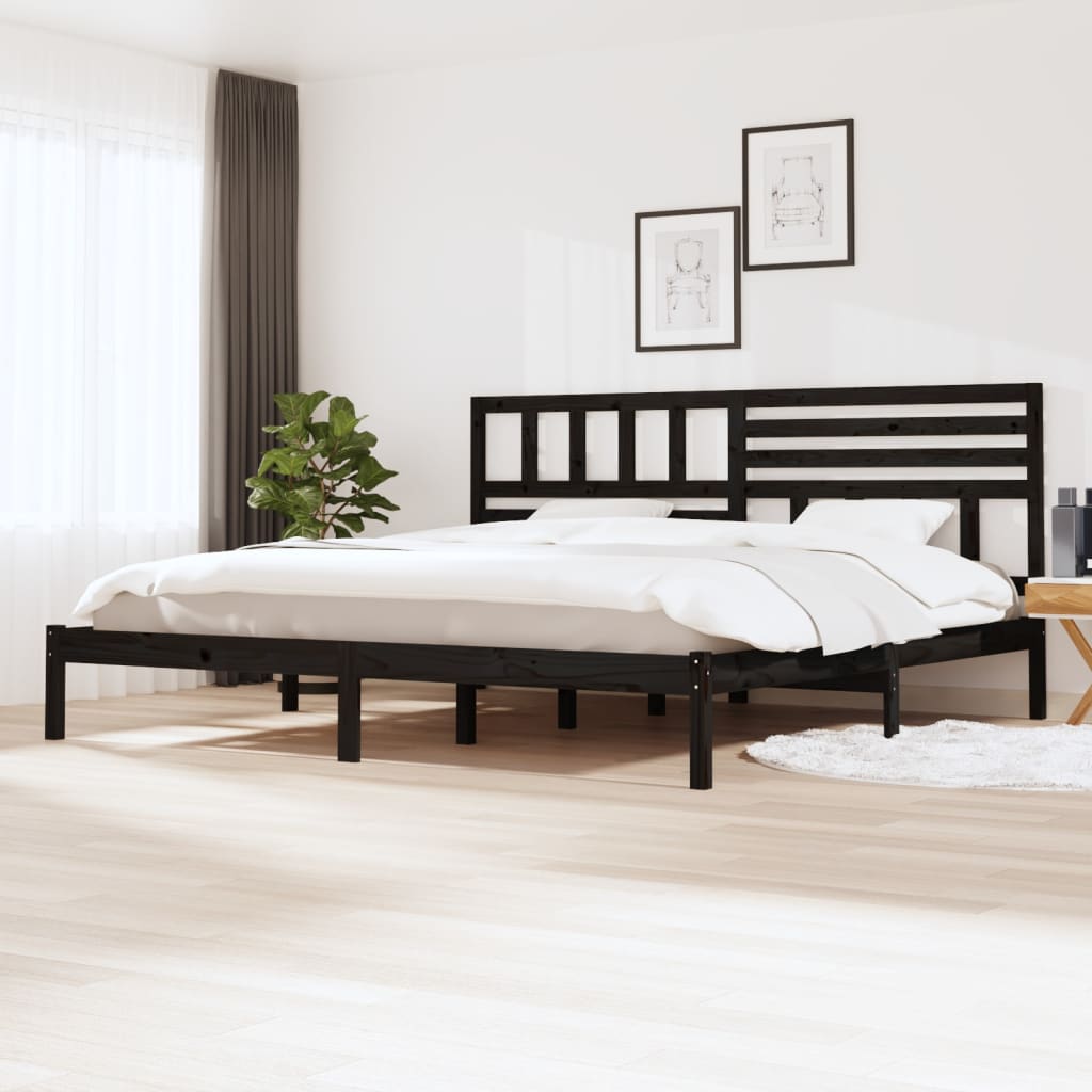 vidaXL Rama łóżka, czarna, lite drewno sosnowe, 200 x 200 cm