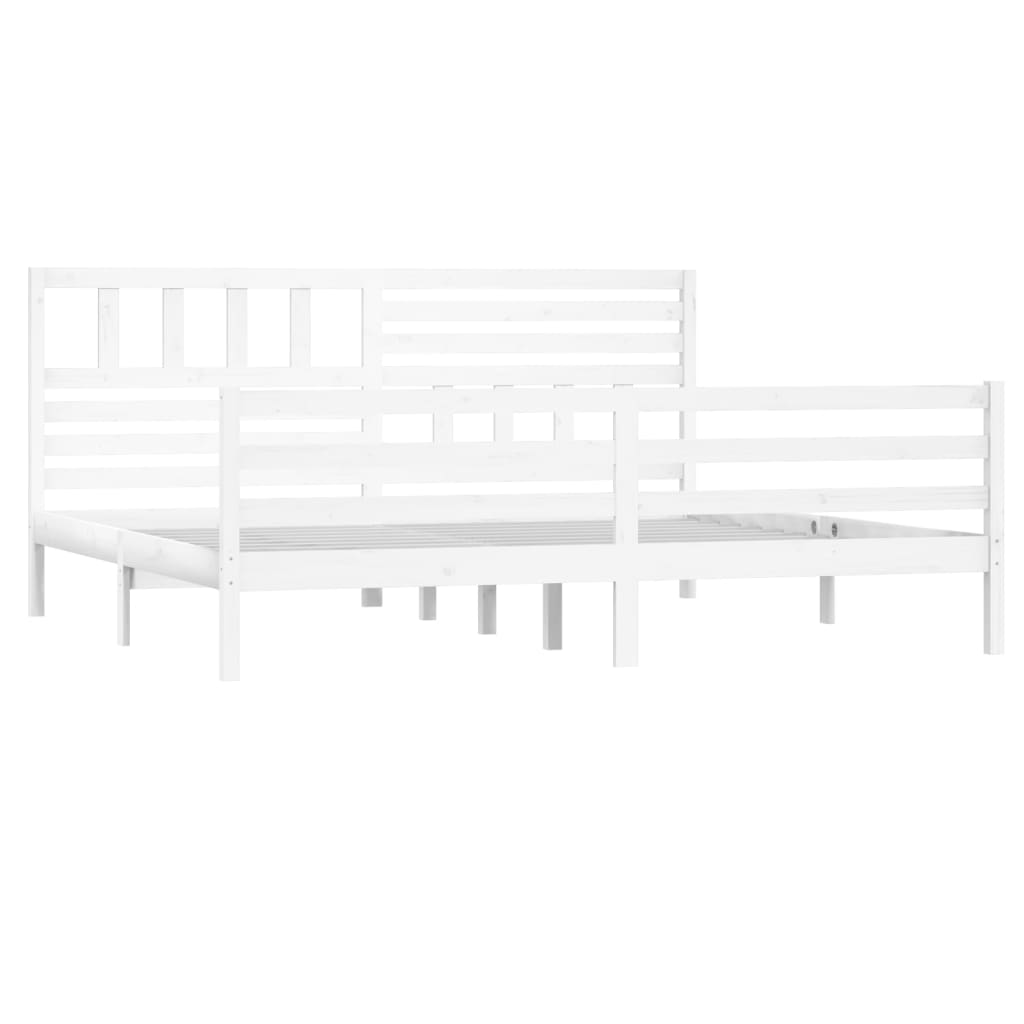 vidaXL Rama łóżka, biała, lite drewno sosnowe, 200 x 200 cm
