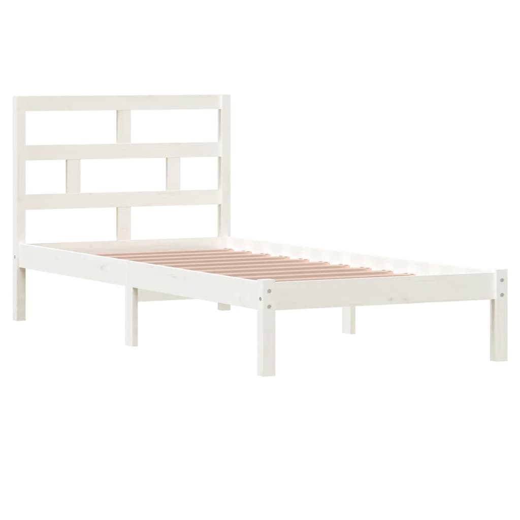 vidaXL Rama łóżka, biała, lite drewno sosnowe, 90x200 cm