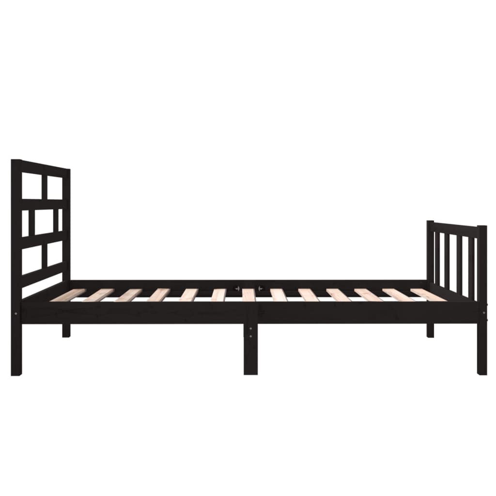vidaXL Rama łóżka, czarna, lite drewno sosnowe, 75x190 cm, pojedyncza