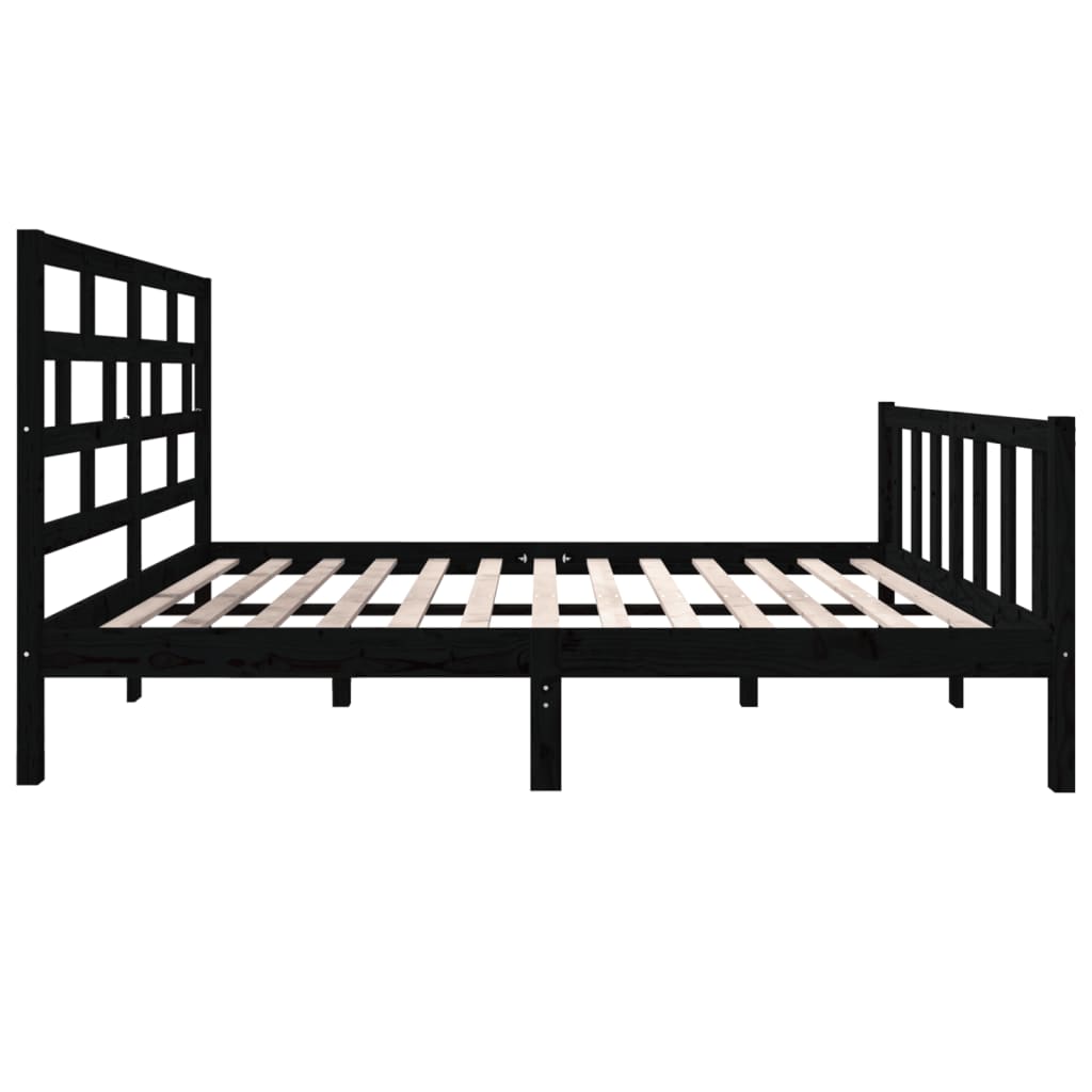 vidaXL Rama łóżka, czarna, lite drewno sosnowe, 135x190 cm, podwójna
