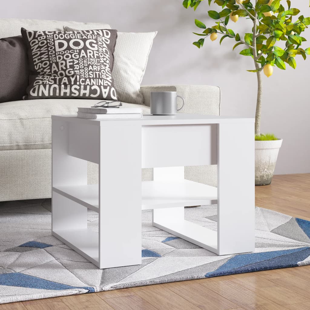vidaXL Stolik kawowy, biały, 55,5x55x45 cm, materiał drewnopochodny
