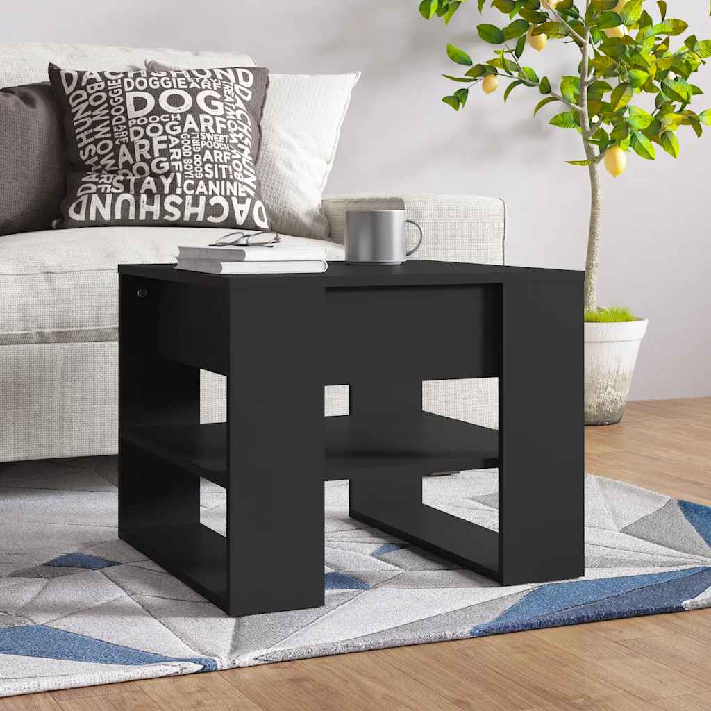 vidaXL Stolik kawowy, czarny, 55,5x55x45 cm, materiał drewnopochodny