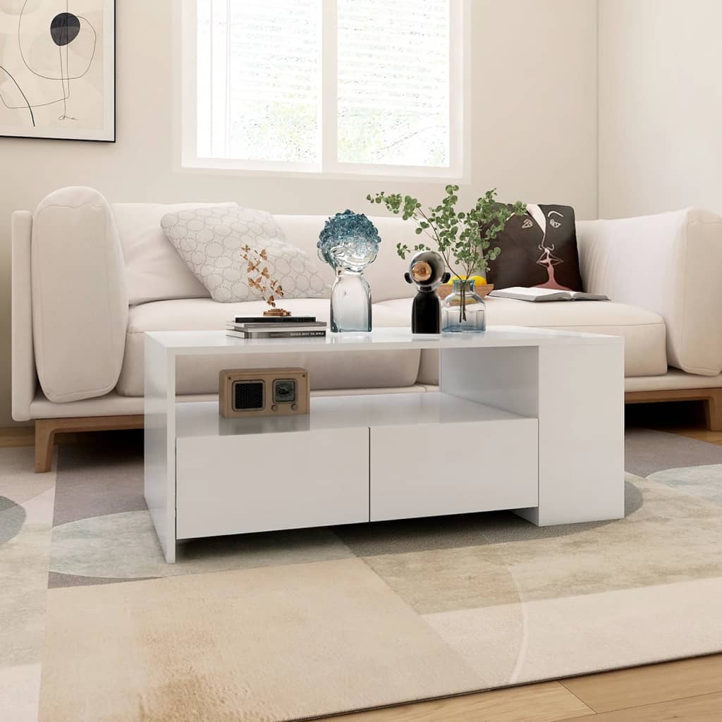 vidaXL Stolik kawowy, biały, 102x55x42 cm, materiał drewnopochodny