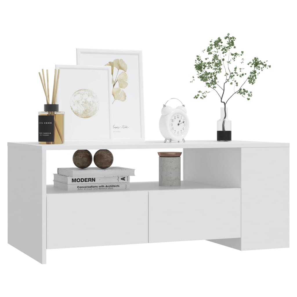 vidaXL Stolik kawowy, biały, 102x55x42 cm, materiał drewnopochodny