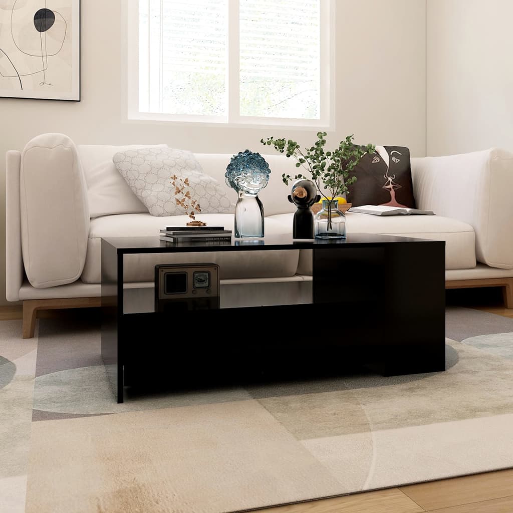 vidaXL Stolik kawowy, czarny, 102x55x42 cm, materiał drewnopochodny