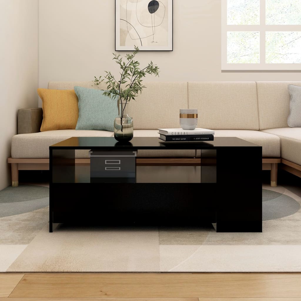 vidaXL Stolik kawowy, czarny, 102x55x42 cm, materiał drewnopochodny