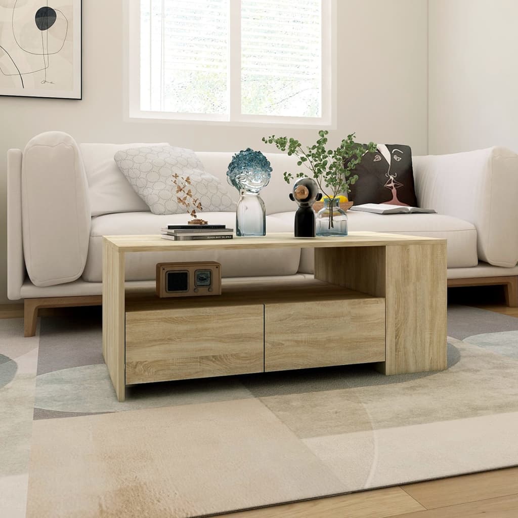 vidaXL Stolik kawowy, dąb sonoma, 102x55x42, materiał drewnopochodny