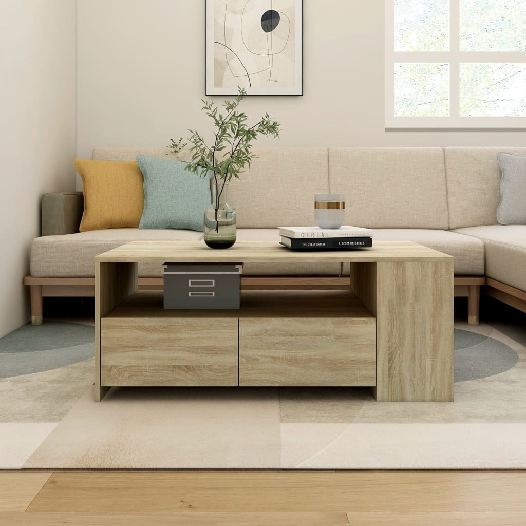 vidaXL Stolik kawowy, dąb sonoma, 102x55x42, materiał drewnopochodny
