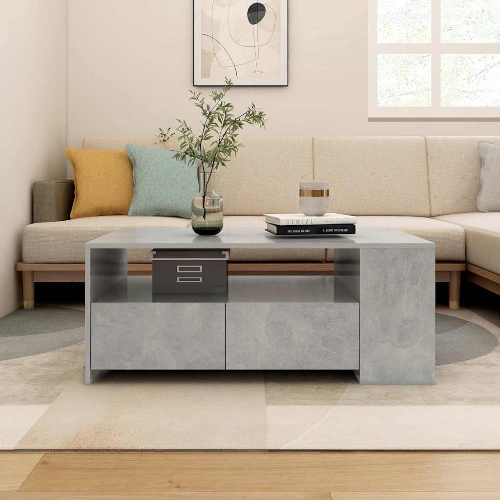 vidaXL Stolik kawowy, szarość betonu, 102x55x42 cm