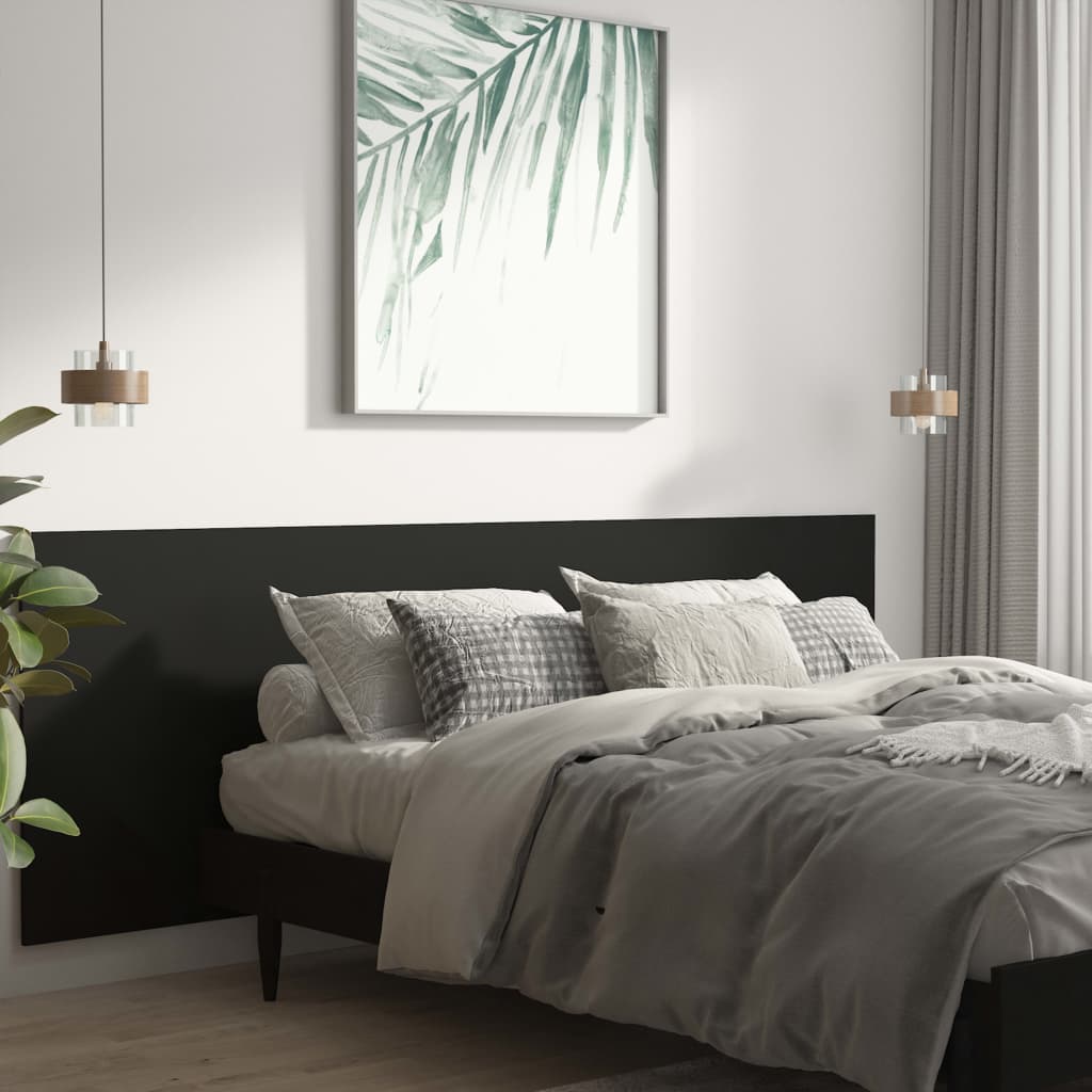 vidaXL Zagłówek łóżka, ścienny, czarny, 240x1,5x80 cm