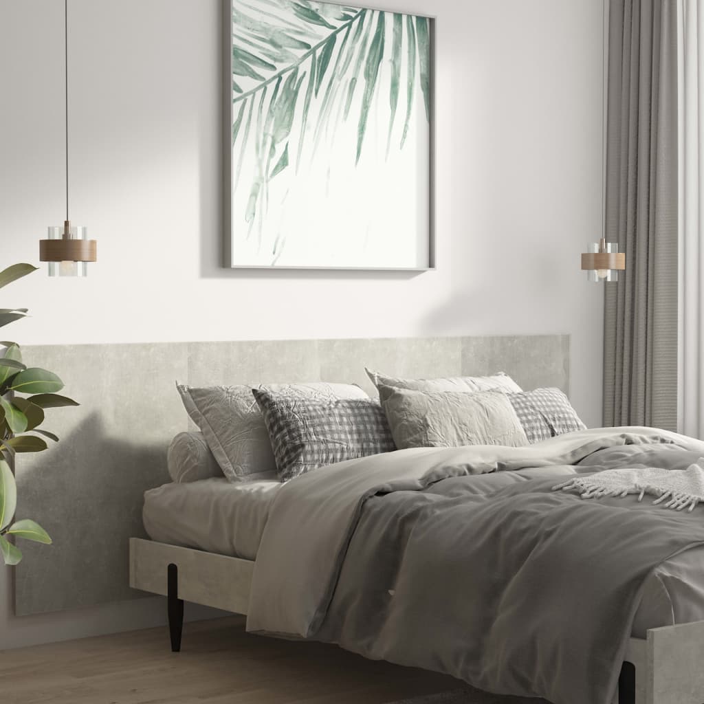 vidaXL Zagłówek łóżka, ścienny, szarość betonu, 240x1,5x80 cm
