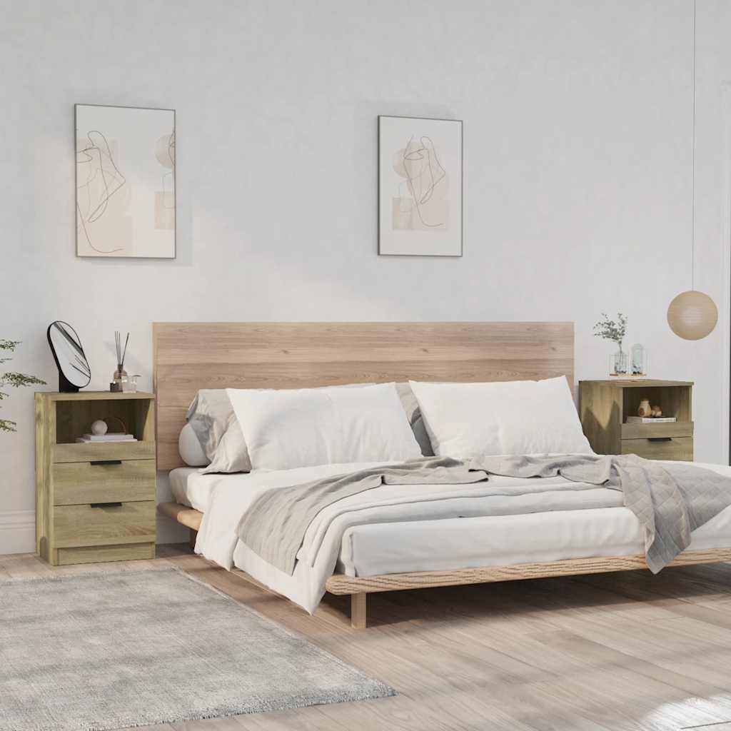 vidaXL Szafki nocne, 2 szt., dąb sonoma, materiał drewnopochodny