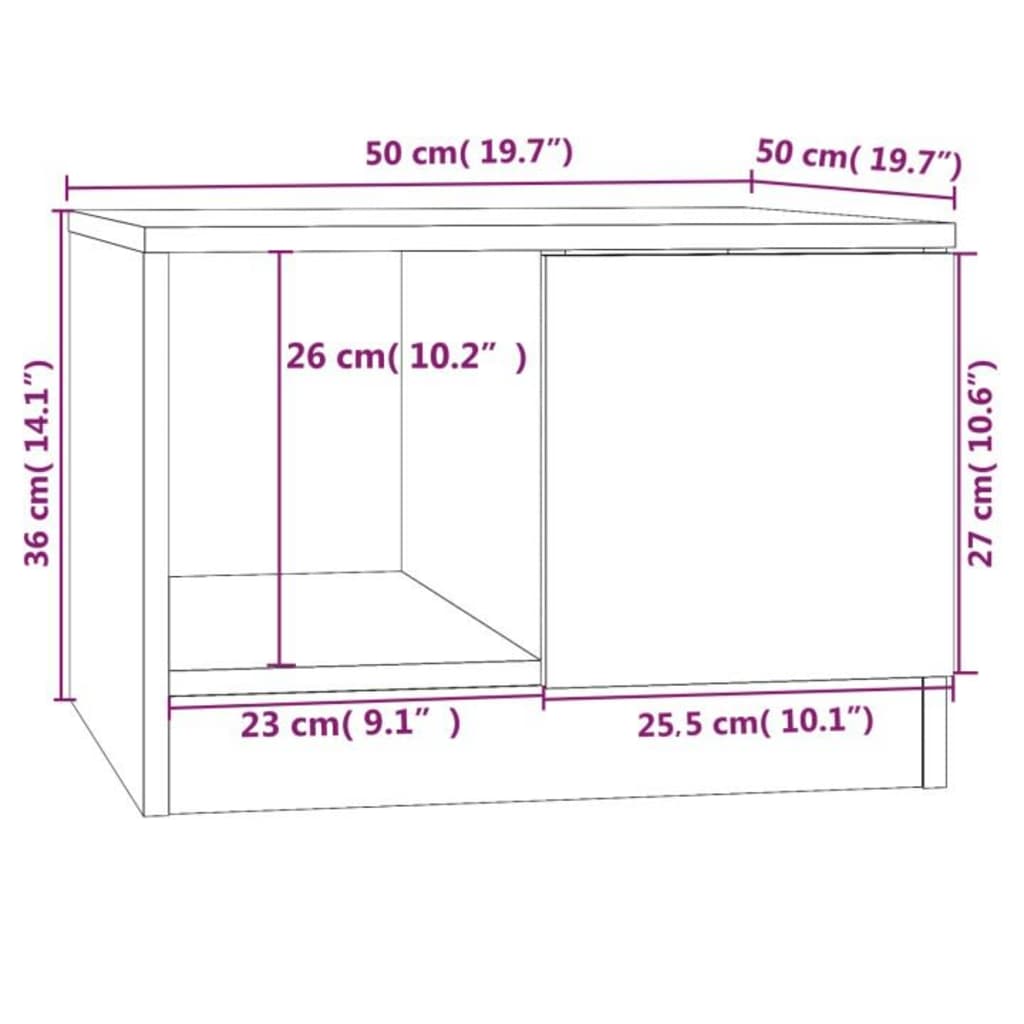 vidaXL Stolik kawowy, betonowy, 50x50x36 cm, materiał drewnopochodny