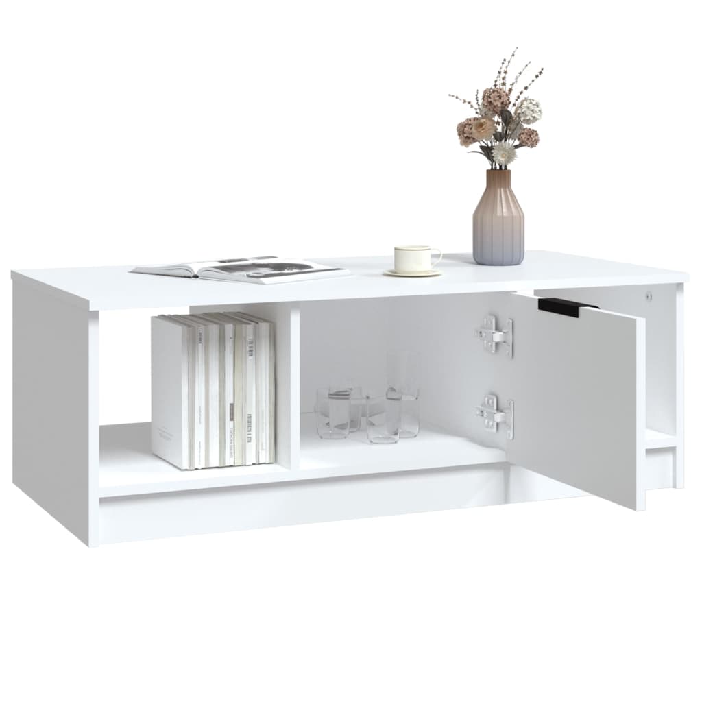 vidaXL Stolik kawowy, biały 102x50x36 cm, materiał drewnopochodny