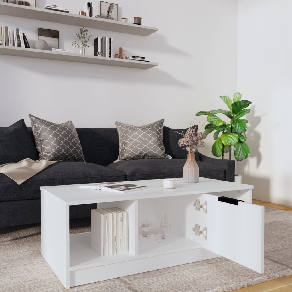 vidaXL Stolik kawowy, biały 102x50x36 cm, materiał drewnopochodny