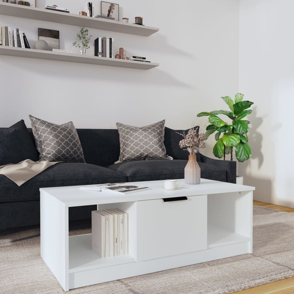 vidaXL Stolik kawowy, biały 102x50x36 cm, materiał drewnopochodny