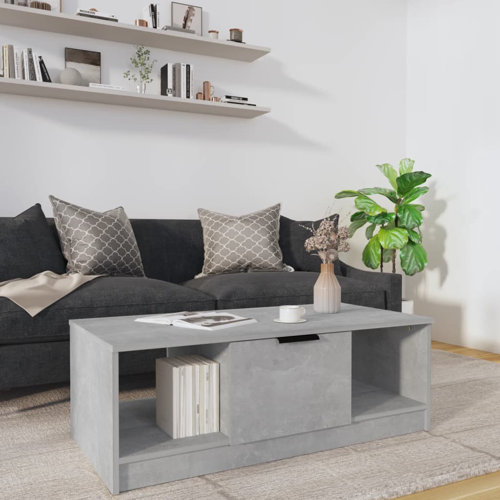 vidaXL Stolik kawowy, szarość betonu, 102x50x36 cm