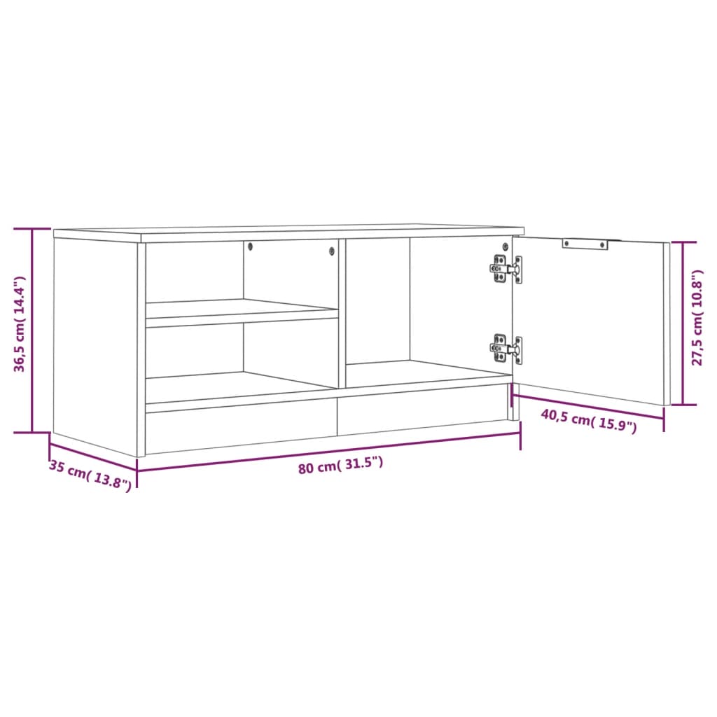 vidaXL Szafki pod TV, 2 szt., białe, 80x35x36,5 cm
