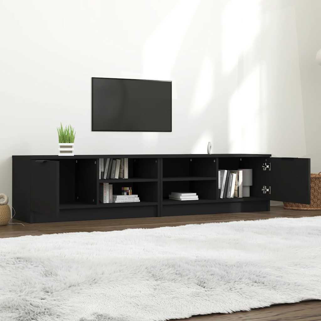 vidaXL Szafki pod TV, 2 szt., czarne, 80x35x36,5 cm