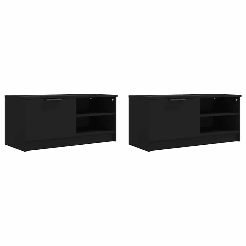 vidaXL Szafki pod TV, 2 szt., czarne, 80x35x36,5 cm