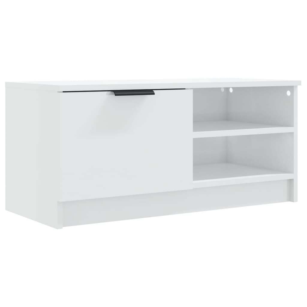 vidaXL Szafka pod TV, wysoki połysk, biała, 80x35x36,5 cm