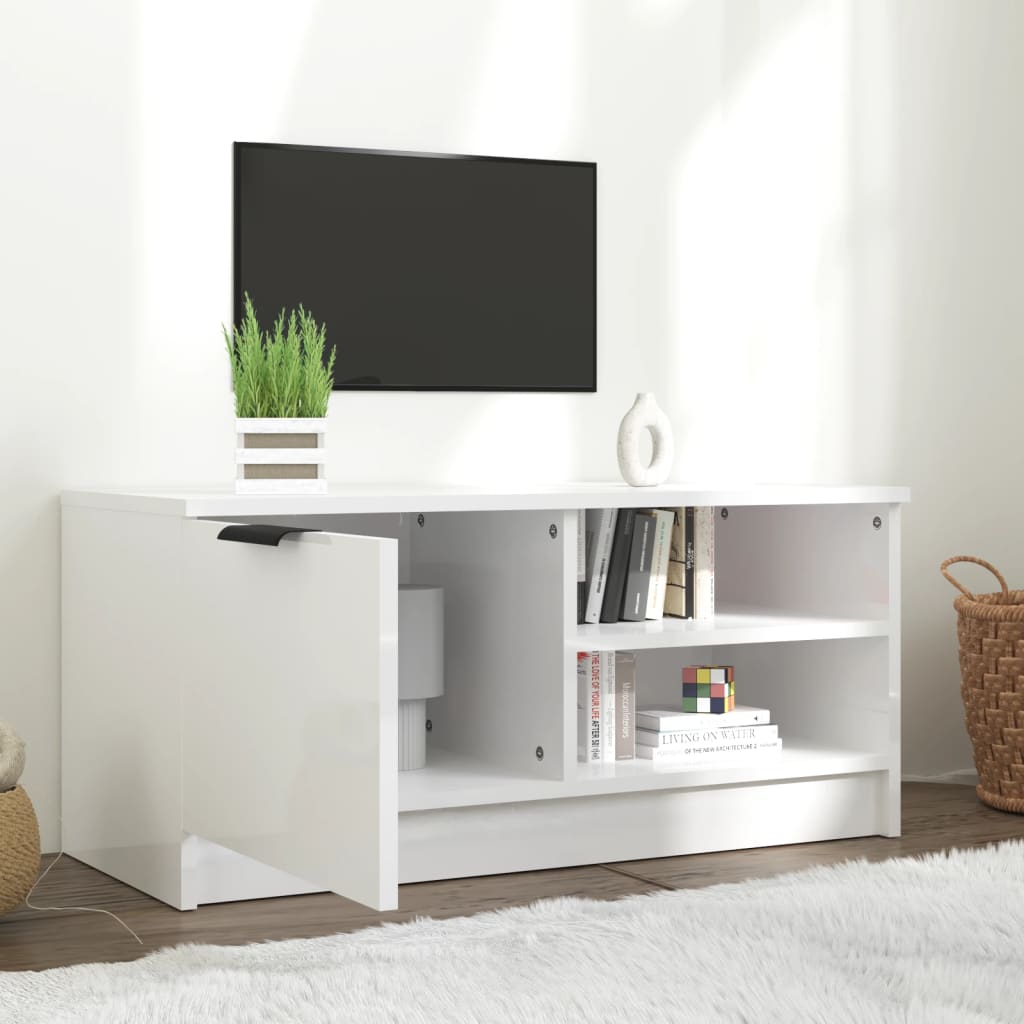 vidaXL Szafka pod TV, wysoki połysk, biała, 80x35x36,5 cm