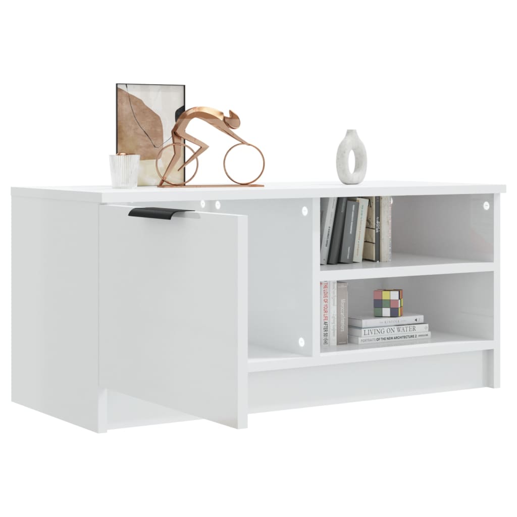 vidaXL Szafka pod TV, wysoki połysk, biała, 80x35x36,5 cm