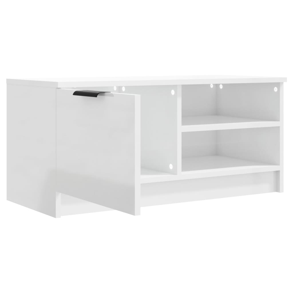 vidaXL Szafka pod TV, wysoki połysk, biała, 80x35x36,5 cm