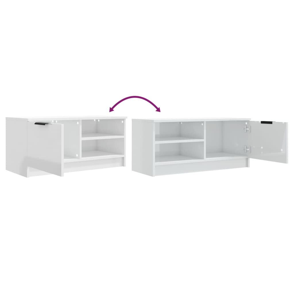 vidaXL Szafka pod TV, wysoki połysk, biała, 80x35x36,5 cm