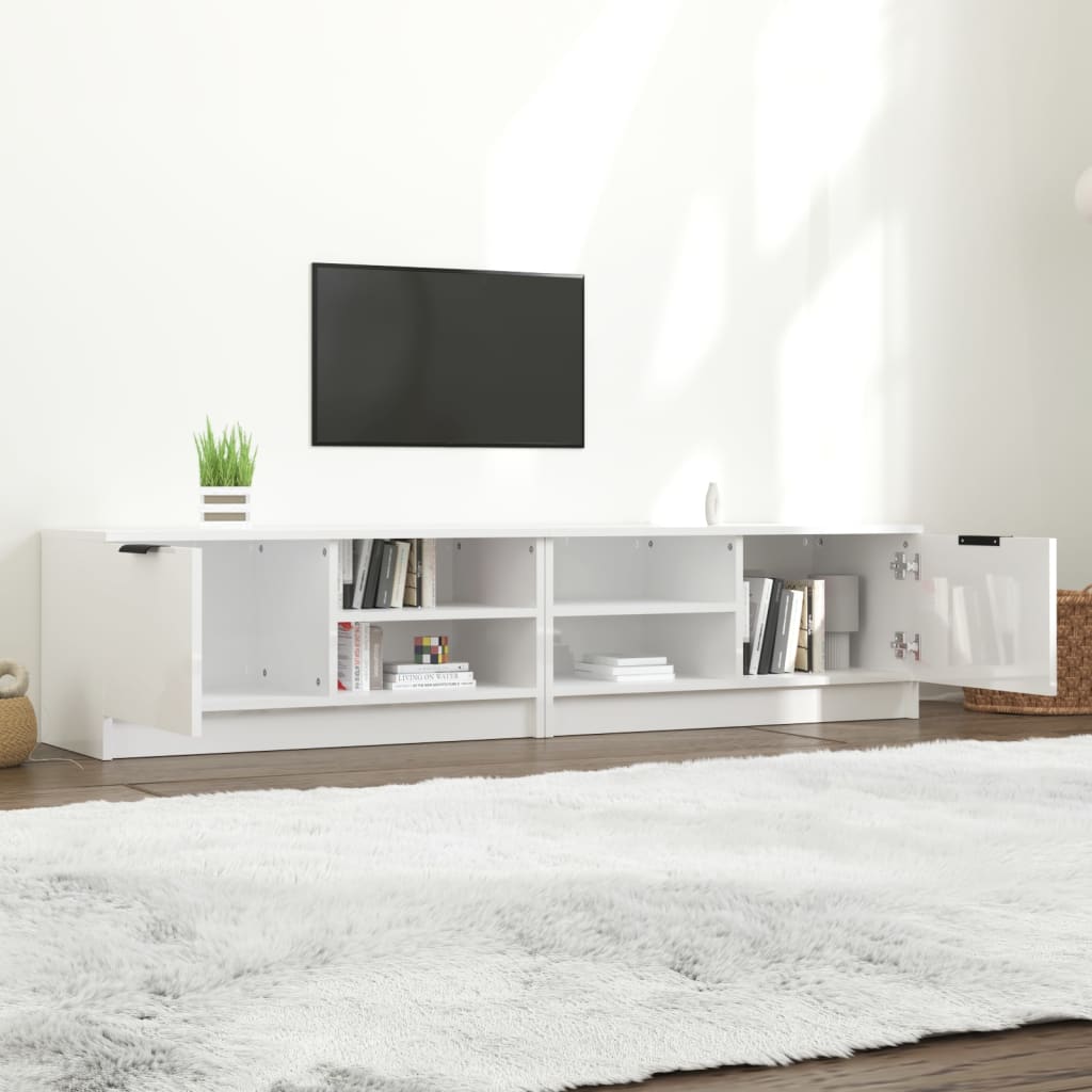 vidaXL Szafki pod TV, 2 szt., białe, wysoki połysk, 80x35x36,5 cm