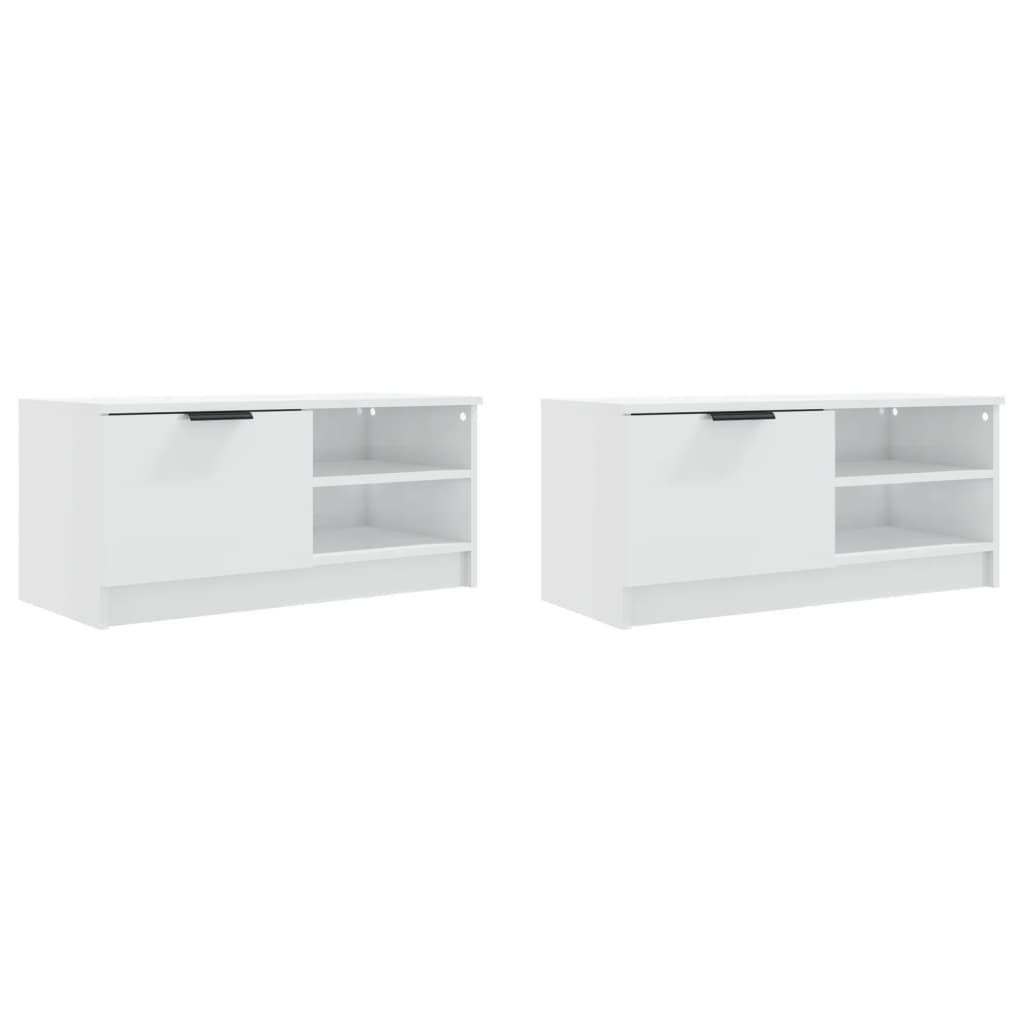 vidaXL Szafki pod TV, 2 szt., białe, wysoki połysk, 80x35x36,5 cm