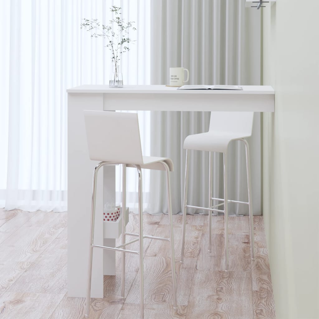 vidaXL Stolik barowy, biały, 102x45x103,5 cm, materiał drewnopochodny