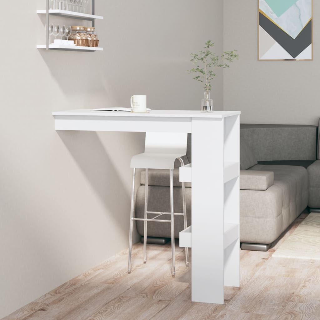 vidaXL Stolik barowy, biały, 102x45x103,5 cm, materiał drewnopochodny