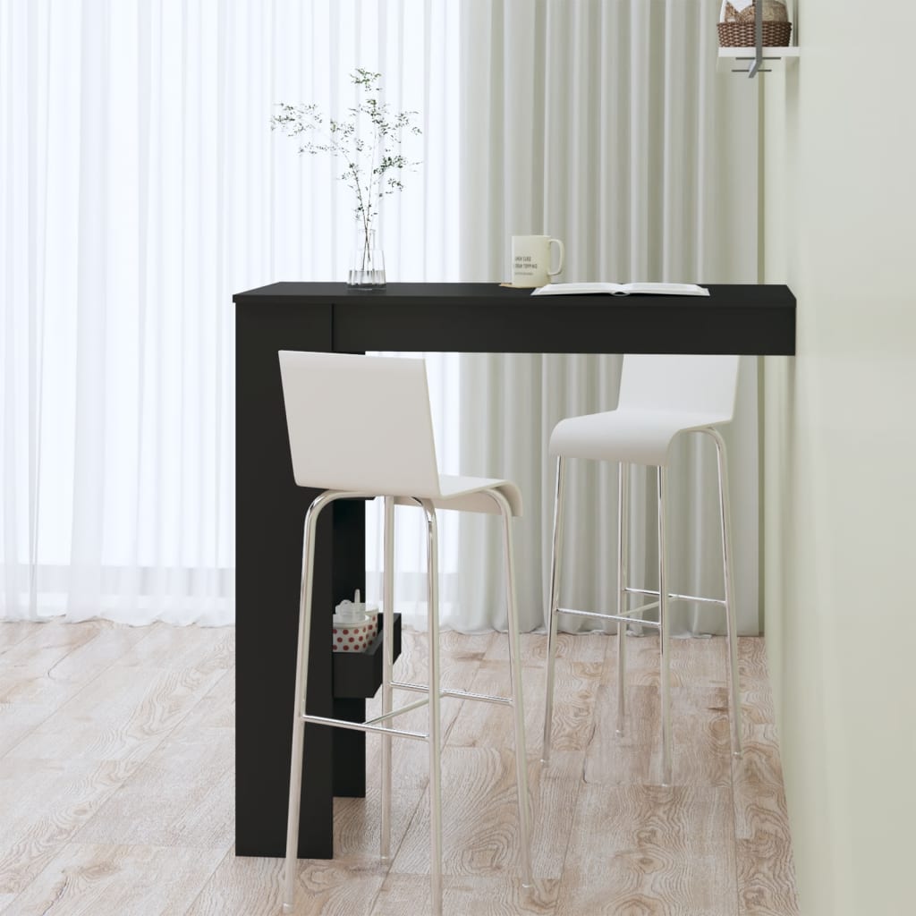 vidaXL Stolik barowy, czarny, 102x45x103,5 cm, materiał drewnopochodny