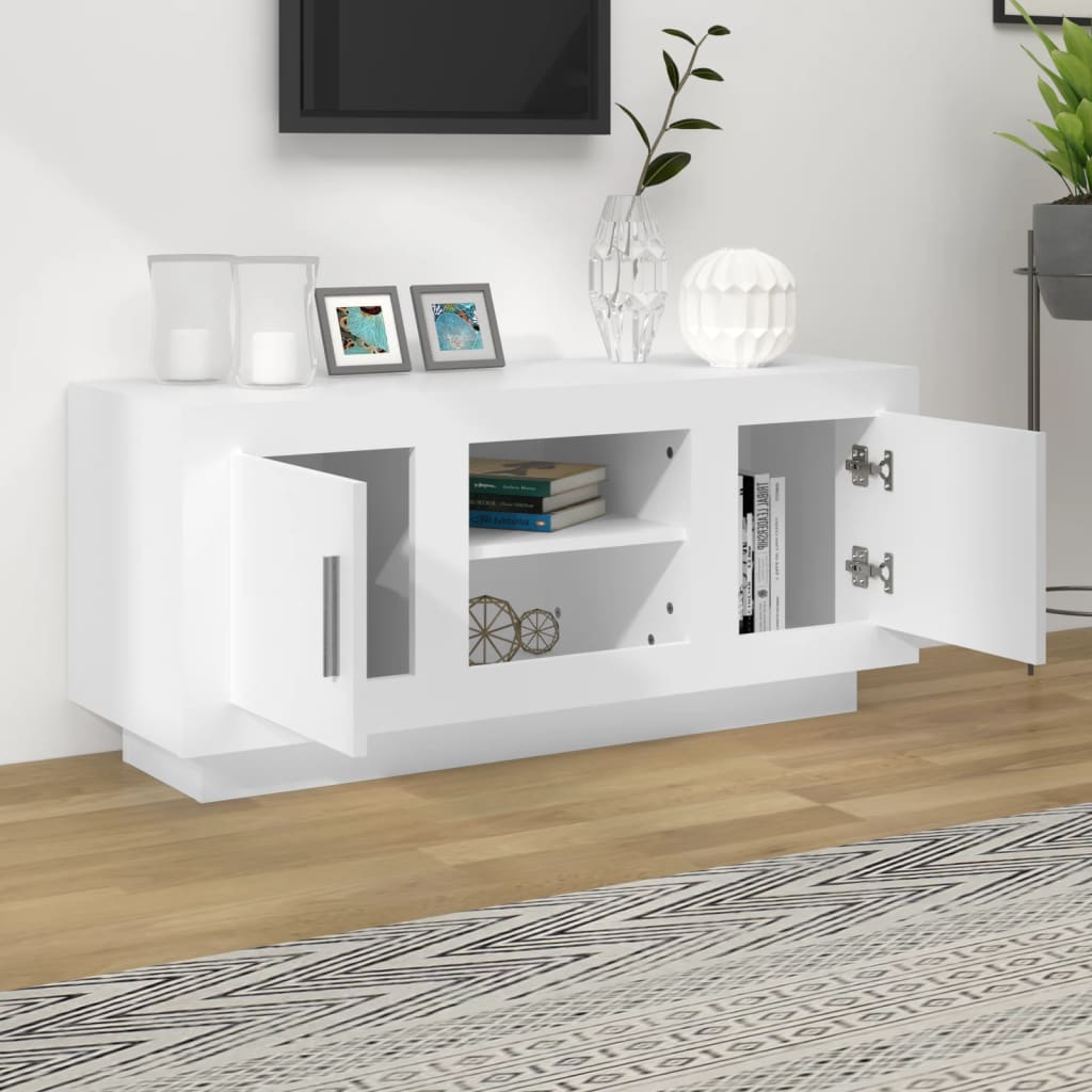 vidaXL Szafka pod TV, biała, 102x35x45 cm, materiał drewnopochodny