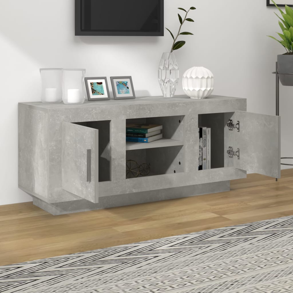 vidaXL Szafka pod TV, szarość betonu, 102x35x45 cm