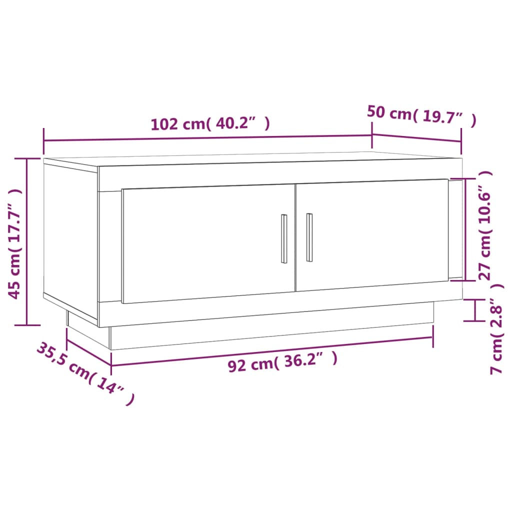 vidaXL Stolik kawowy, betonowy, 102x50x45 cm, materiał drewnopochodny