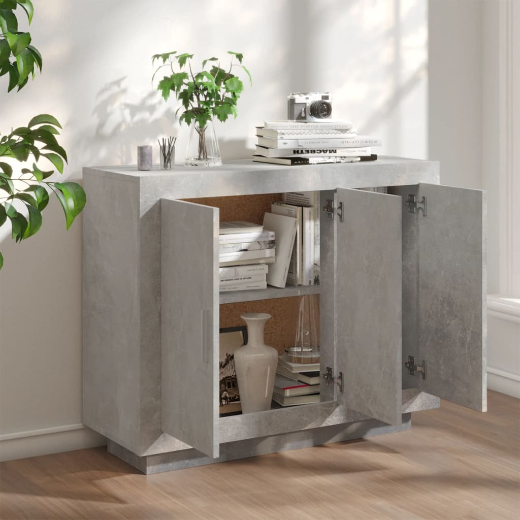 vidaXL Szafka, szarość betonu, 92x35x75 cm, materiał drewnopochodny
