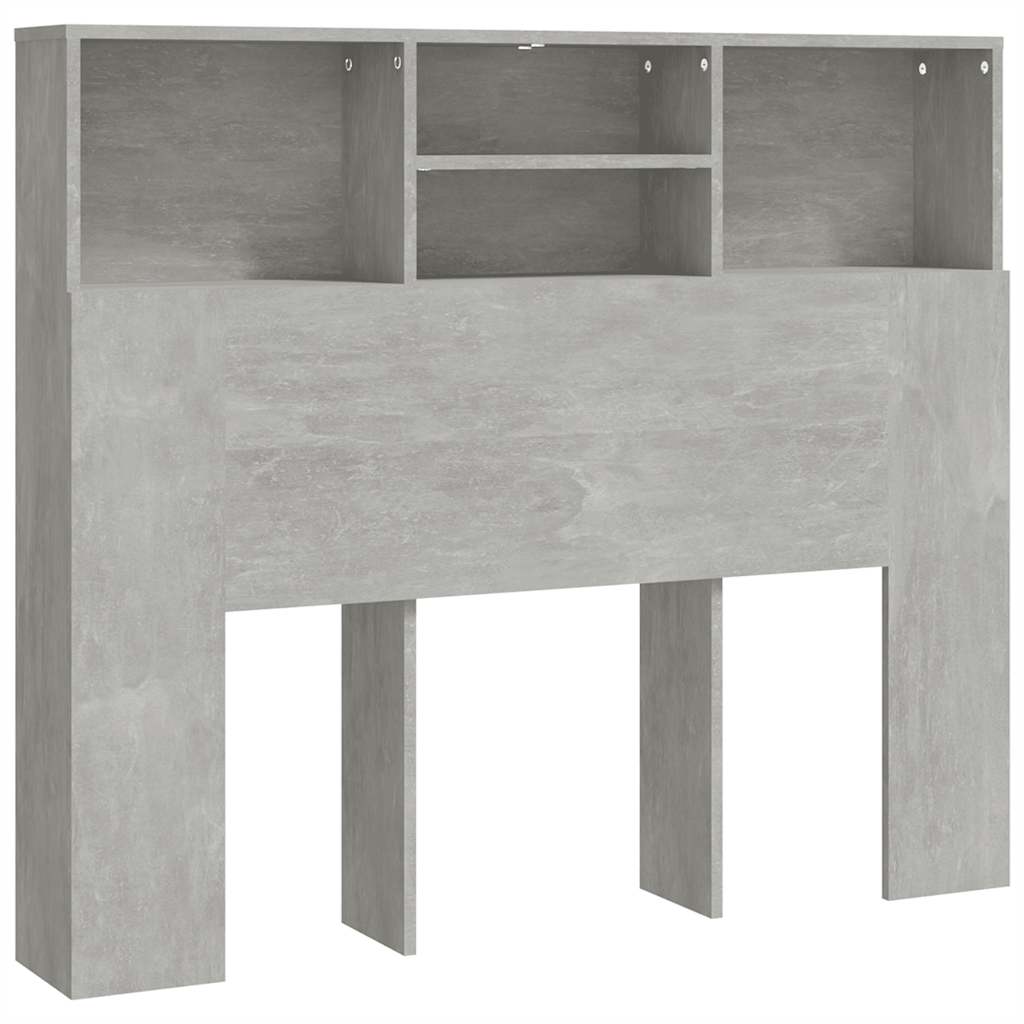 vidaXL Wezgłowie łóżka z półkami, szarość betonu, 120x19x103,5 cm