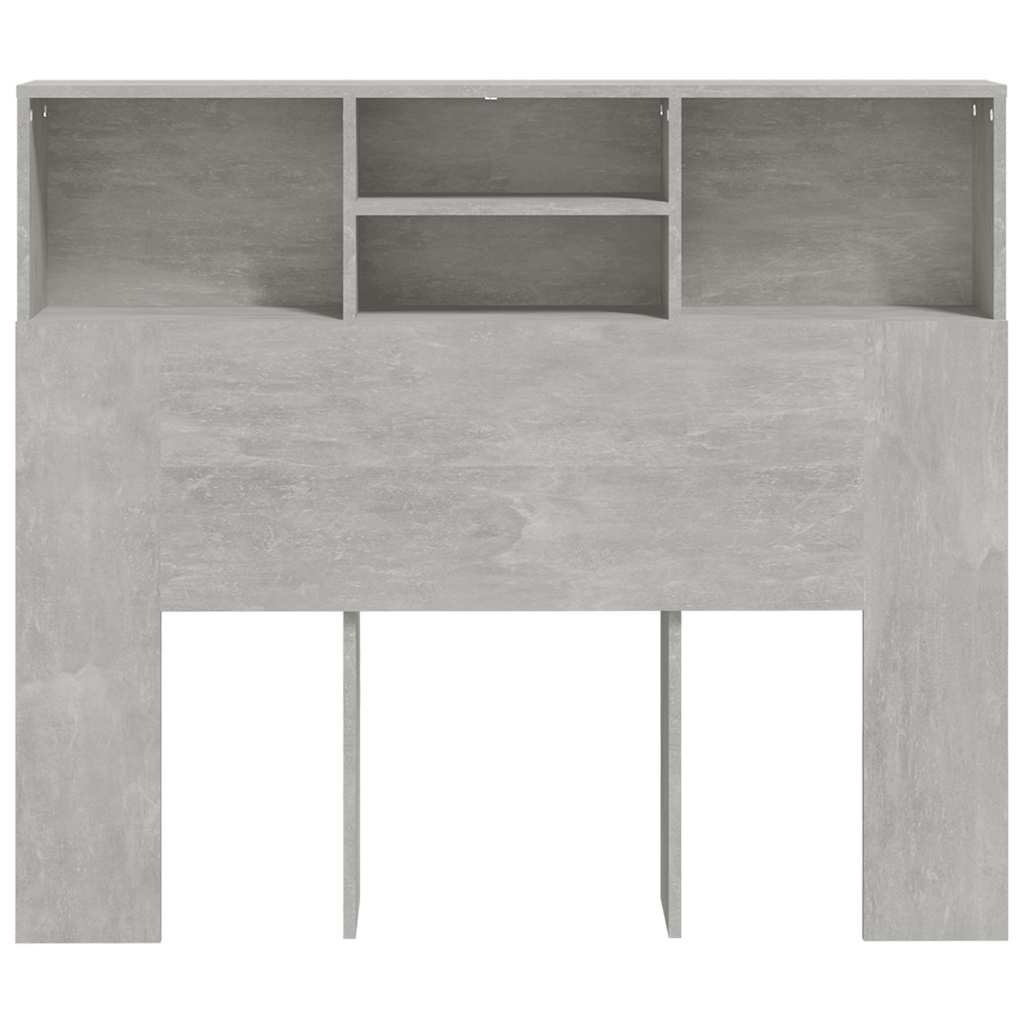 vidaXL Wezgłowie łóżka z półkami, szarość betonu, 120x19x103,5 cm