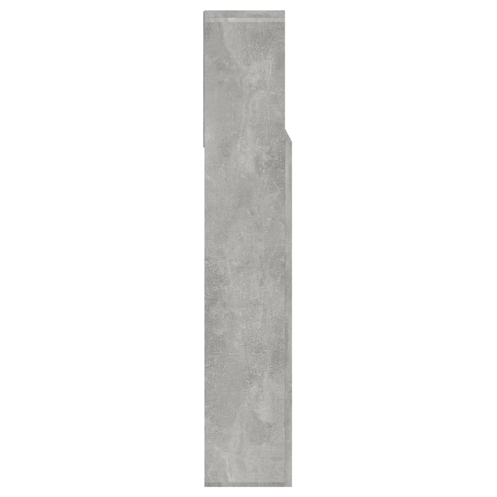 vidaXL Wezgłowie łóżka z półkami, szarość betonu, 140x19x103,5 cm