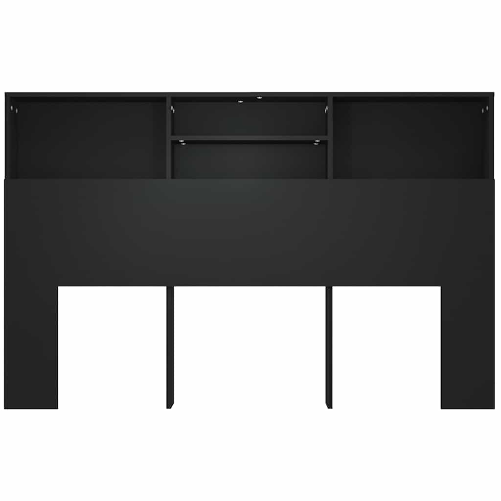 vidaXL Wezgłowie łóżka z półkami, czarne, 160x19x103,5 cm