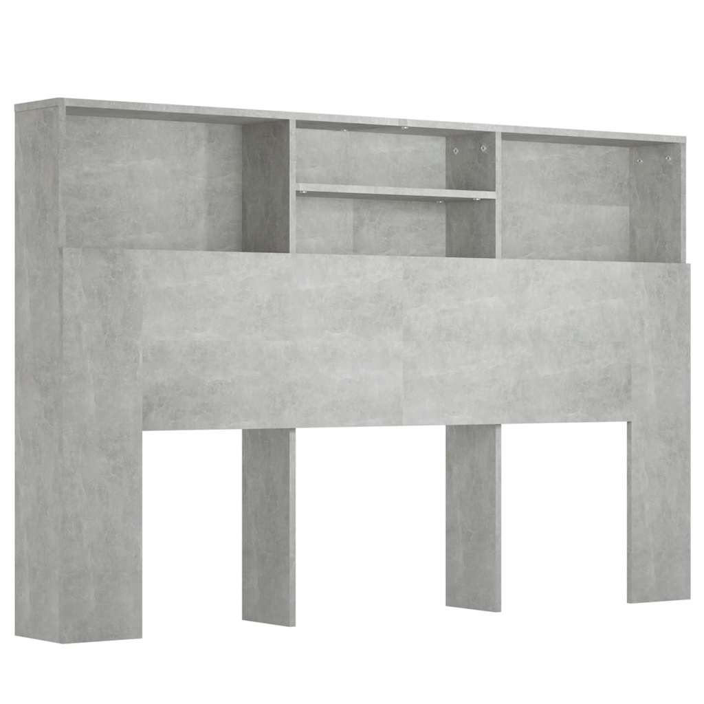 vidaXL Wezgłowie łóżka z półkami, szarość betonu, 160x19x103,5 cm