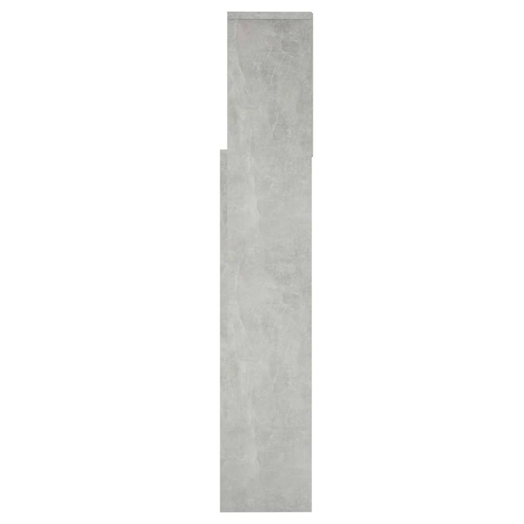 vidaXL Wezgłowie łóżka z półkami, szarość betonu, 160x19x103,5 cm