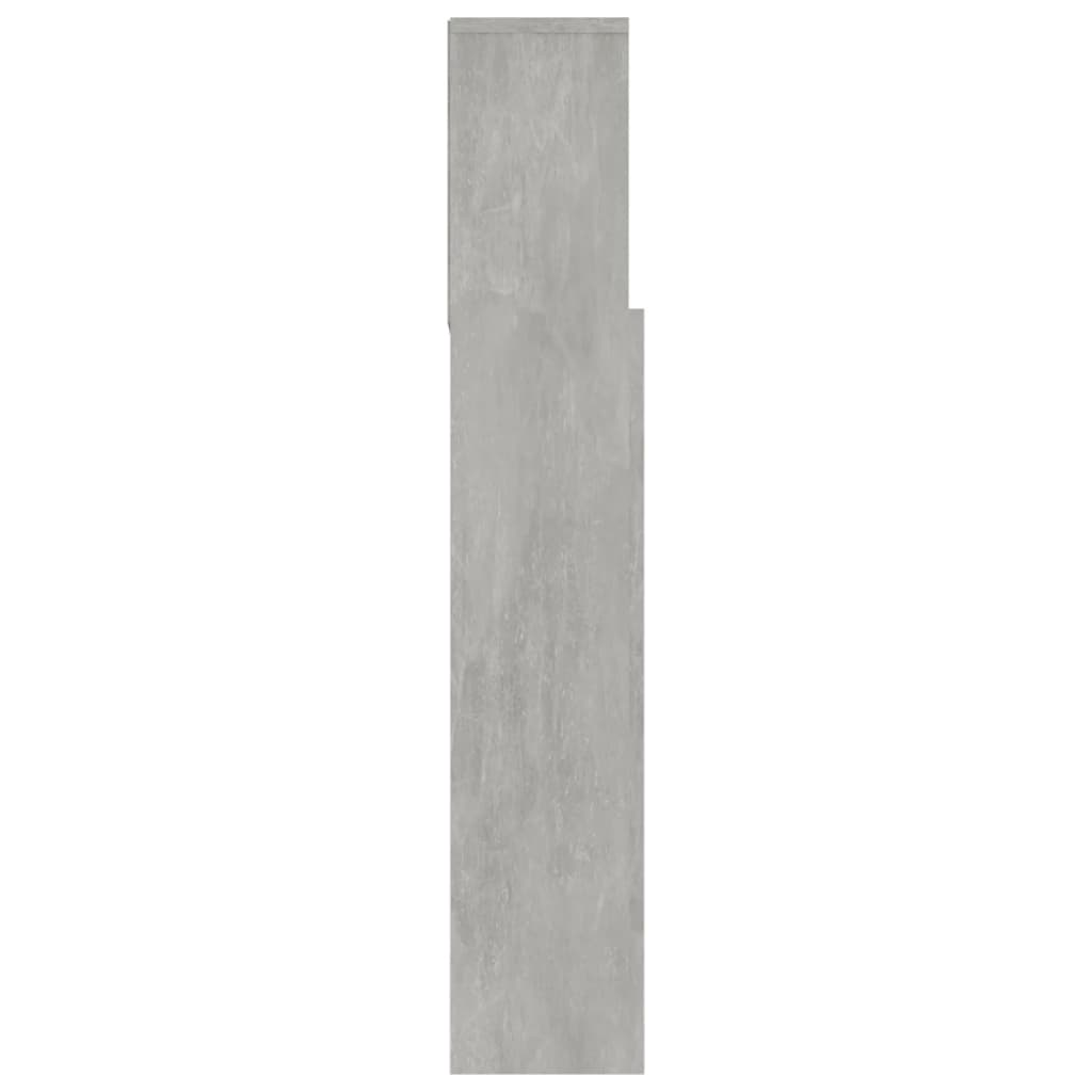 vidaXL Wezgłowie łóżka z półkami, szarość betonu, 180x19x103,5 cm