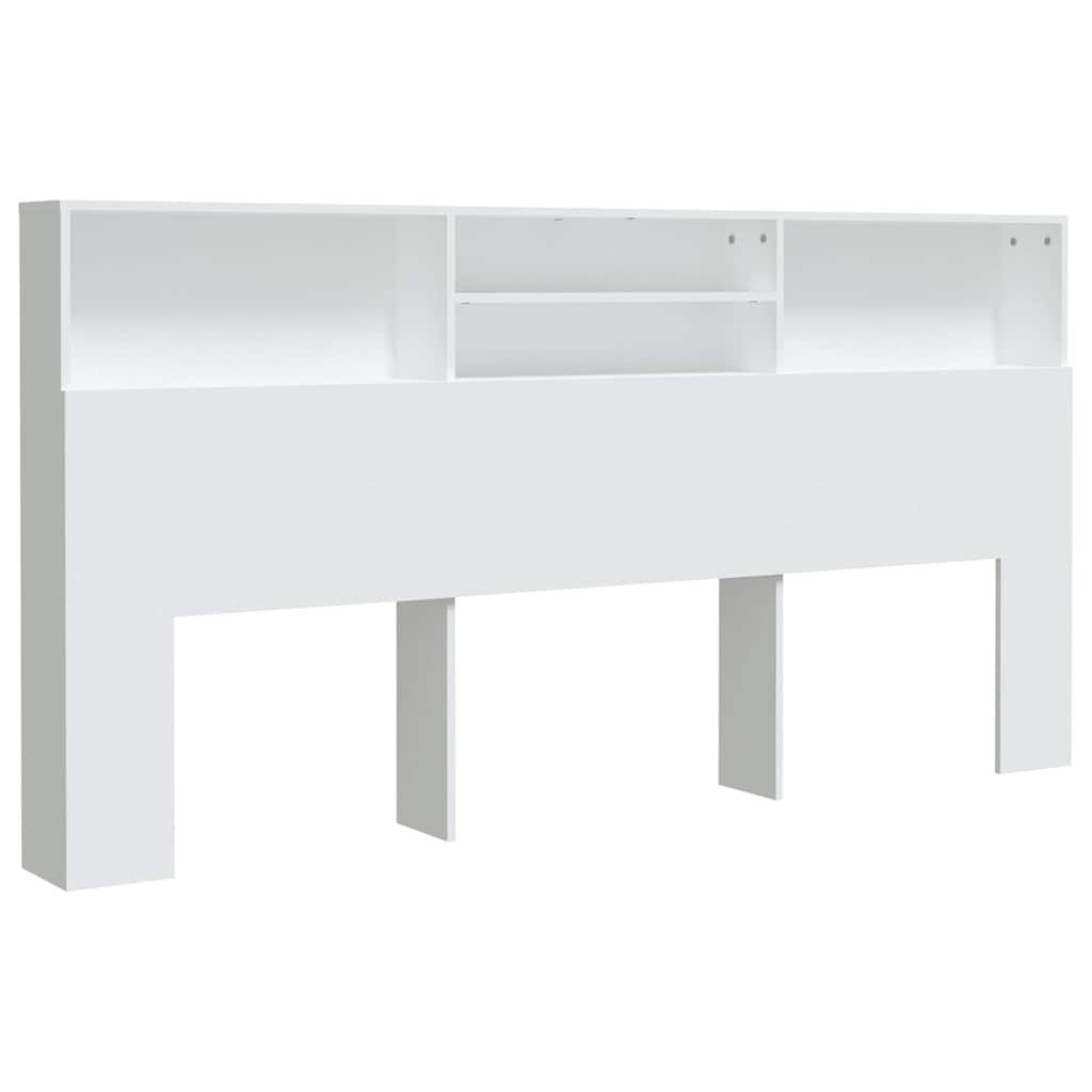 vidaXL Wezgłowie łóżka z półkami, białe, 200x19x103,5 cm