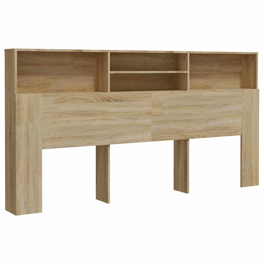 vidaXL Wezgłowie łóżka z półkami, dąb sonoma, 200x19x103,5 cm