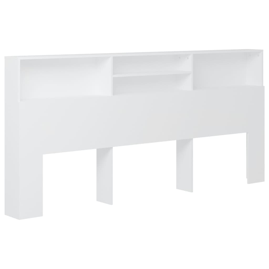 vidaXL Wezgłowie łóżka z półkami, białe, 220x19x103,5 cm