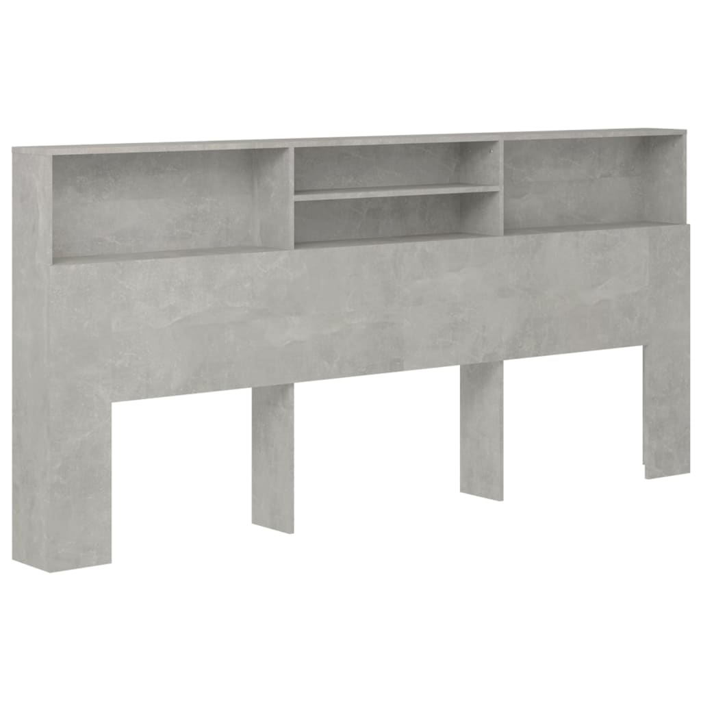 vidaXL Wezgłowie łóżka z półkami, szarość betonu, 220x19x103,5 cm